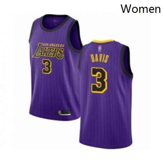 Womens Los Angeles Lakers 3 Anthony Davis Swingman Purple Basketball Jersey City Edition